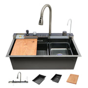 Specule Piano Smart Sink with touch panel and waterfall faucet, 30×18×9 stainless steel